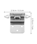 Four Pack Adjustable Self-Closing Cabinet Door Hinges, Flush-Mount Hidden Hinge Set, chrome finish, dimensions shown.