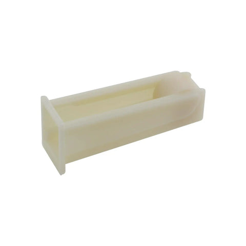 Single white plastic clamp from Six Pack White Tube Clamp Set For Water Flow Control Thin Walled Silicone Hose Clamps shown in detail