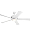 HomeStock 52 Inch Indoor Ceiling Fan with Matte White Finish and Reversible Plywood Blades for Living Spaces, top view.
