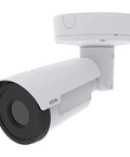 Hella Crisp Network Camera For Remote Surveillance With Motion Detection And Wired Connection Featuring F1.0 Aperture And 800X600 Resolution side view of white camera with lens.