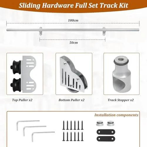 Heavy Duty Carbon Steel Sliding Ladder Track Kit With 19.7 Foot Telescopic Rail And Pulleys For Library And Home Use components