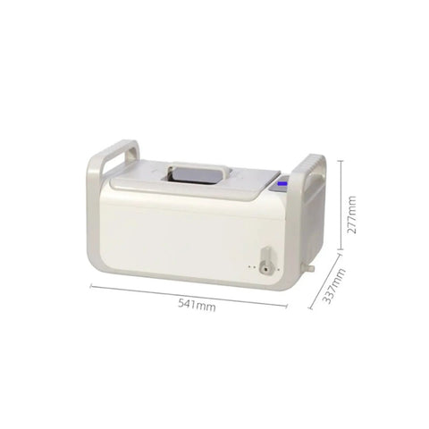 Heavy Duty Ultrasonic Cleaner With 410W Power And 7.5L Tank side view with dimensions for cleaning vinyl records.