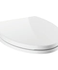 Elongated Slow Close White Toilet Seat With Non Slip Bumpers For Quiet No Slam Soft Close Action And Easy Installation