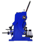 Side view of All-In-One Sheet Metal Brake 12 Inch 3 In 1 Shear Brake Roll Machine, 20 gauge capacity, blue HT200 casting.