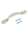 Zinc Alloy Cabinet Handles And Drawer Knobs Set 2.5 Inch Hole Centers White Finish with screws, shown in side view