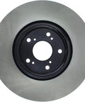 Front view of Amazon Centric Premium High Carbon automotive front disc brake rotor with black hub