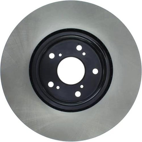 Front view of Amazon Centric Premium High Carbon automotive front disc brake rotor with black hub