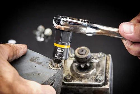 Using Seven Piece Metric Bolt Biter Extraction Socket Set With One Quarter And Three Eighths Inch Drive Bidirectional For Damaged Fasteners