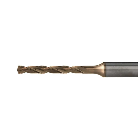 Solid carbide twist drill bit for metal, 12.1-13.0 mm, bronze-coated with gray shank
