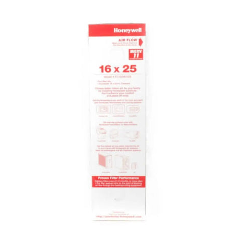 16 x 25 x 4 MERV 11 Media Air Filter packaging for home HVAC systems, highlighting size and filter performance details.