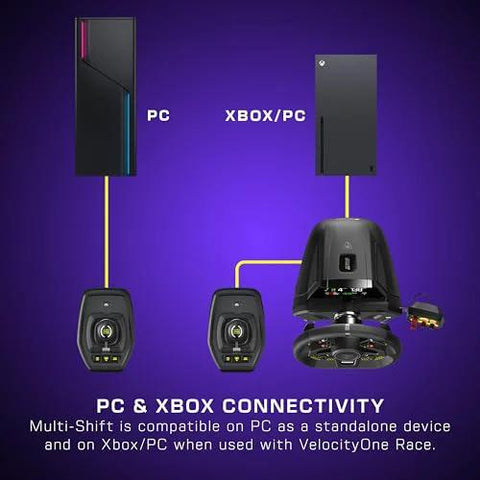 VelocityOne multi-shift sim racing shifter and handbrake (black) for PC and Xbox with wheel base