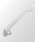 Built Like A Tank Two Foot White Steel Stair Railing With Heavy Duty Wall Mount Brackets, smooth matte finish, easy grip design.