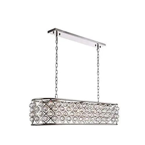 7 Light Royal Cut Crystal Pendant Lamp In Polished Nickel With Boujee Design And Top Tier Quality For 50 Inch Span, featuring clear glass globes.