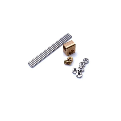 Compact Brass Worm Gearbox 90 Degree Right Angle Drive 12 To 1 Reduction 0.2 Module metal components for small robotic projects.