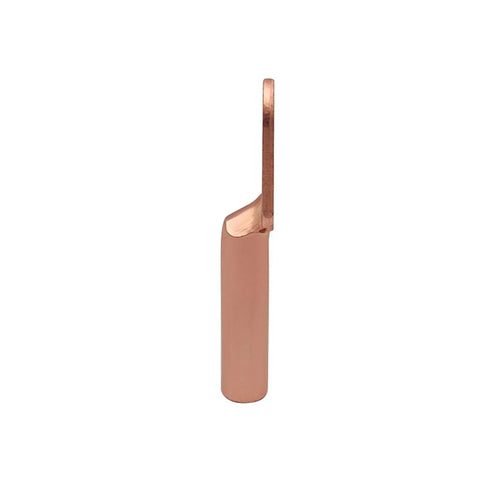 Heavy Duty Cold Crimp Fork Terminals, Uninsulated DT35 Wire Connectors, side view of copper connector.