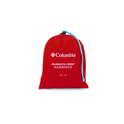 Red carry bag for One Person Camping Hammock With Durable Ripstop Fabric And Heavy Duty Straps For Up To 300 Lbs with brand name visible.