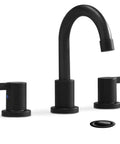 Matte Black Bathroom Sink Faucet With Widespread 8 Inch 3 Hole Vanity Fit, 360 Degree Swivel Spout, Pop Up Drain And Water Supply Lines Included