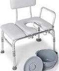 3 In 1 Tub Transfer Bench And Shower Chair With Commode, Padded Seat And Back, Height Adjustable, Lightweight Rust Resistant Aluminum Frame