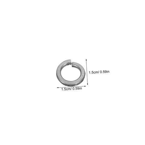 100 Count Stainless Steel Split Lock Washers M10 Spring Deck Fasteners showing a 1.5cm diameter washer viewed from above.