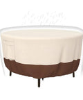 Beefy Heavy Duty Round Patio Table Cover For Outdoor Tables 48 Inch Diameter And 26 Inch Height Waterproof Weather Resistant UV Protected