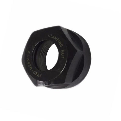Two Pcs Er20 Metal Collet Nut A Type M25X1.5 Balanced Spring Clamping Nut For Cnc Engraving Machines, black metal, close-up view.