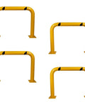 4 Pack Built Tough High Profile Steel Machine Guard Rails 36x48 Floor Mounted Yellow Powder Coat With Black Visibility Stripes