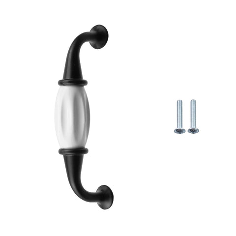 Black And White Ceramic Dresser Drawer Pulls 10 Pack Cabinet Hardware 4.48 Inch Length 114mm Overall With 3.78 Inch Hole Center 96mm Antique Style Handles