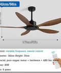 Heavy Duty Industrial Ceiling Fan Without Light 116 Cm 142 Cm 6 Speed Remote Control For Living Room Bedroom Modern Gray 5 Blade showing 142cm size with remote control and copper motor.