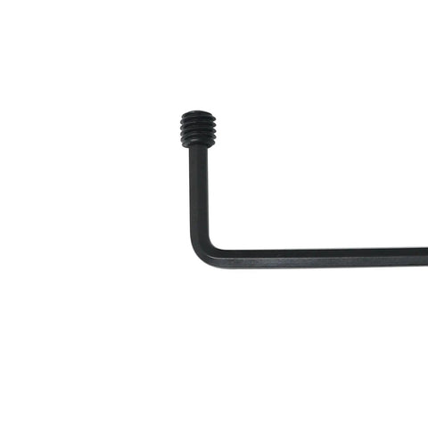 Close-up of Allen head cup point screw with hex key from 25-Piece Stainless Steel Socket Set Screw Kit With Allen Head Cup Point Black Oxide Finish 10-32 x 3/16 Inch Includes Hex Key Wrench Great For Machinery Electronics DIY Projects