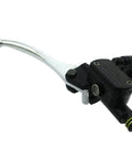 Black 8mm Banjo Front Right Hydraulic Brake Master Cylinder for Pit Dirt Bike and ATV Taotao DB14, shown angled view