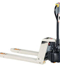 Heavy Duty Manual Pallet Jack With 1500 Kg Capacity, robust alloy steel frame, polyurethane wheels for warehouse transport.