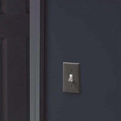 15 Amp Toggle LED Illuminated Single Pole Switch No Neutral Needed White LED Night Light For Easy Finding In The Dark installed on wall
