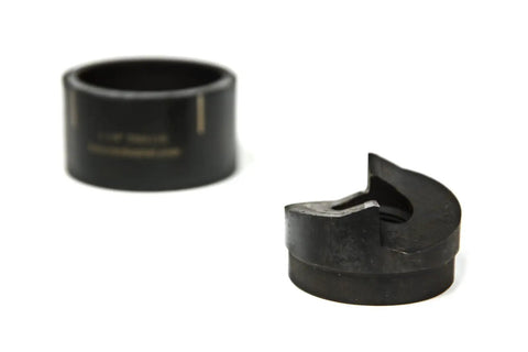 Slug Splitting Conduit Punch Die for Hydraulic Knockout Driver, 1-1/4 Inch Fitting, shown disassembled on white background