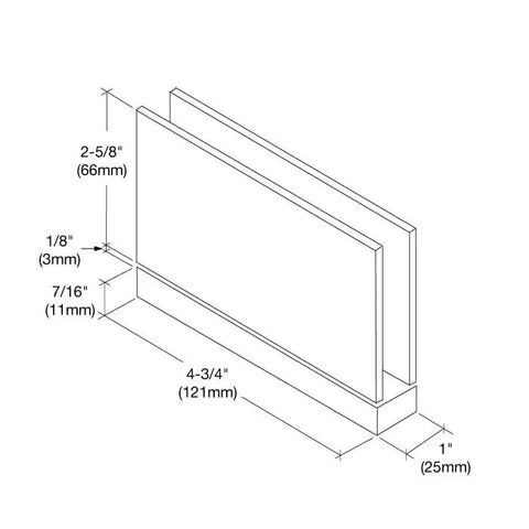 Technical diagram for Senior Cardiff Satin Nickel Glass Door Hinge For One Half Inch Thick Glass Heavy Duty 145 Lb Capacity 36 Inch Max Width