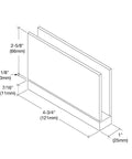 Diagram showing dimensions for Senior Cardiff Series Satin Chrome Hinge for One Half Inch Glass, Monolithic Tempered Glass mount.