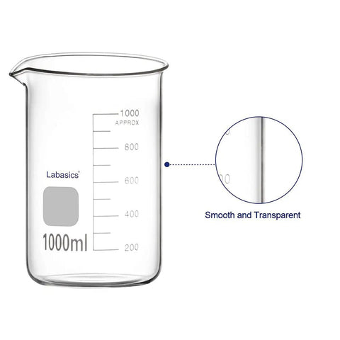 Borosilicate Glass Beaker Set With Graduated Griffin Low Form Beakers In Five Sizes 50 mL 100 mL 250 mL 500 mL And 1 L Pro Grade Lab Gear
