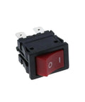 Knockout Durable Replacement Scroll Saw Rocker Switch Fits Porter Cable PCB375SS with red toggle and black housing viewed from the front.