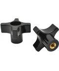 Top Shelf Four Point Grip Knobs With Standard One Quarter Twenty Thread Pattern For Quick Machine Tool Mounting Durable Painted Finish Heavy Duty Five Pack No Sweat Setup Built Like A Tank, black painted steel grip knobs.