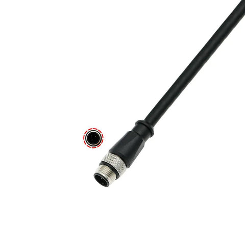 Heavy Duty M12 A Code Three Pin Male To Male Cable 15 Meter High Flex Industrial Wire For Sensors Actuators and PLC Controllers close-up of connector