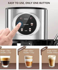 Touchscreen control of Barista-Grade 3-In-1 20 Bar Espresso Machine For Home Use With Dual Boiler And Automatic Milk Frother