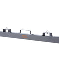 Absolute Beast 93 Pound Hanging Magnetic Sweeper Mounts To Forklifts And Overhead Rigs Heavy Duty Metal Pickup Tool Sweet For Scrap Yards Job Sites Snagging Nails Bolts Iron Chips Efficiently, gray metal frame with steel hooks.