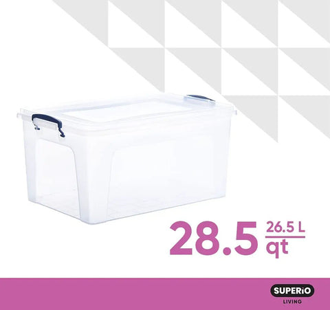 Stackable Clear Storage Boxes With Lids Heavy Duty Plastic Bins To Kick Clutter To The Curb For Home Office Dorm Setup Bpa Free Large Crate Containers That Are A Total Game Changer At 28 Quart 12 Pack