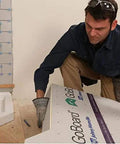 No Sweat Ultralight Shower Wall Panel Kit Three Foot X Five Foot Half Inch Boards Heavy Duty Backer being installed by a professional.