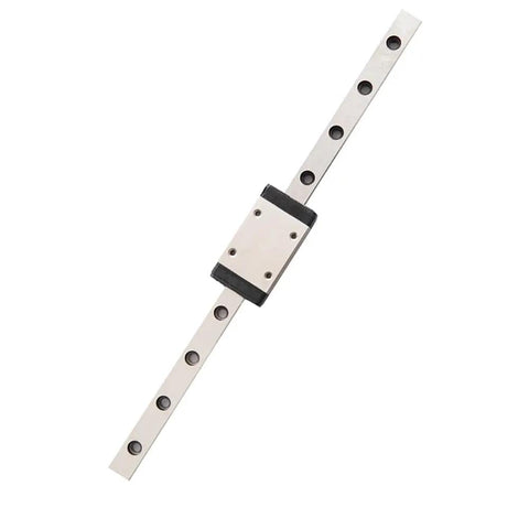 MGN7 100mm Length Miniature Linear Sliding Guide Rail With 1PCS MGN7H Stainless Steel Carriage Block, angled view, designed for DIY upgrades