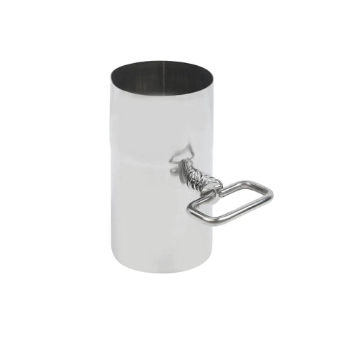Damper Chimney Pipe For Camping Stove Exhaust And Fume Extraction, Thickened Stainless Steel Air Valve Flue, side view with handle