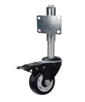 Built Tough 2 Point 5 Inch Spring Loaded Door Caster Wheel With Self Retracting Arm and Four Bolt Mounting Plate for heavy load use.