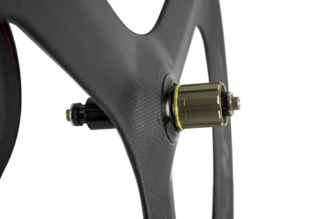 Full Carbon Tri Spoke 700C Clincher Wheelset For Fixie Rigs Lightweight Aero Front Wheel For Speed Smooth Ride And Fatigue Reduction
