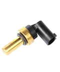 OEM Style Engine Coolant Temperature Sensor For GM Chevy GMC Straight Swap Direct Bolt On Plug And Play Under The Hood No Extra Duct Tape Required Solid Performance Part 55591401 at an angle showing brass tip and connector.