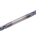 1/8 inch solid carbide square end mill, double-ended, AlTiN-coated, 4-flute, side view.