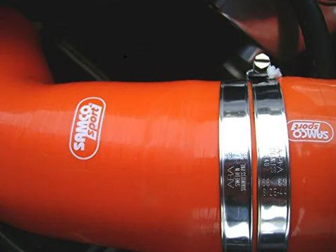 Scandvik 13670 stainless steel hose clamp on orange hose; two clamps visible, 44-70 mm range